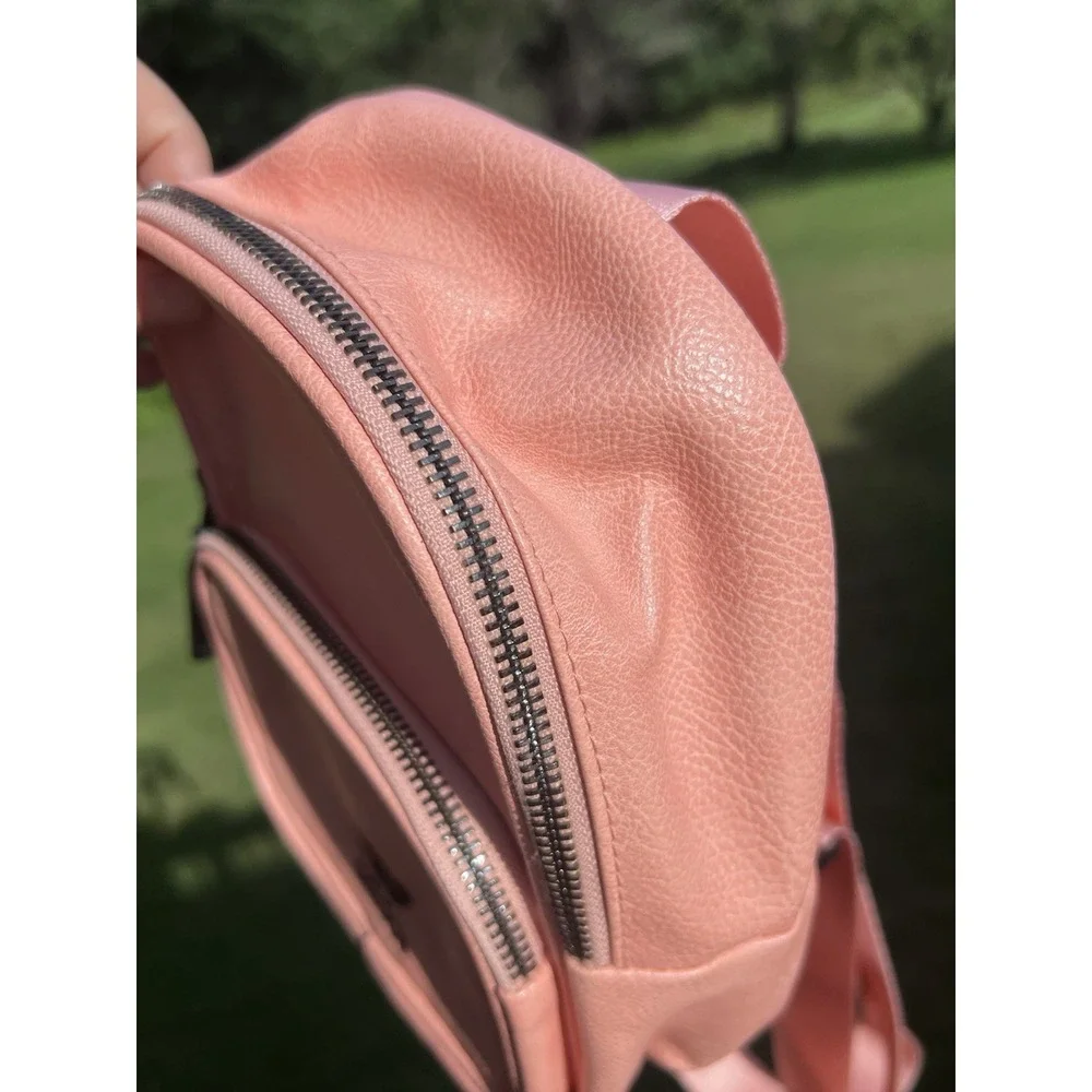 Adidas Originals Mini Backpack Salmon Pink Faux Leather Trefoil Small Bag